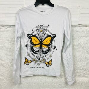 NWT ONFIRE the mystic society butterfly celestial floral long sleeve shit SZ M